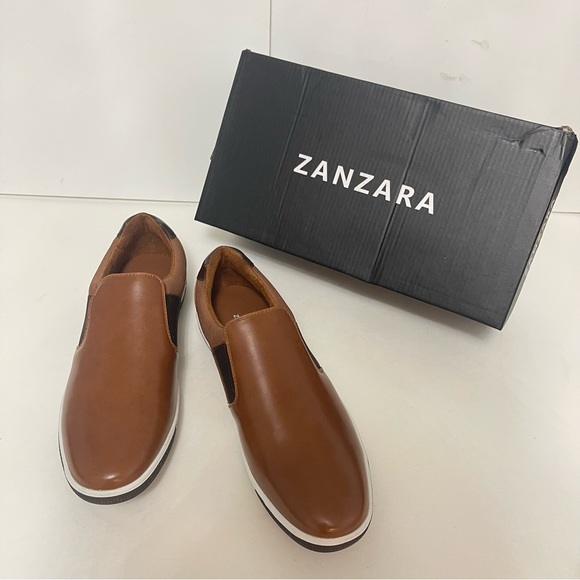 Zanzara Cognac Brown  Mens Lucky Slip-On Sneaker NIB - Reemoly - Duplicate - Picture 1 of 11